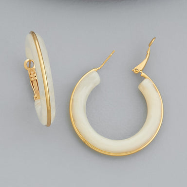 White Smokey Hoops Earrings Gold Plated, Waterproof and Anti-Tarnish