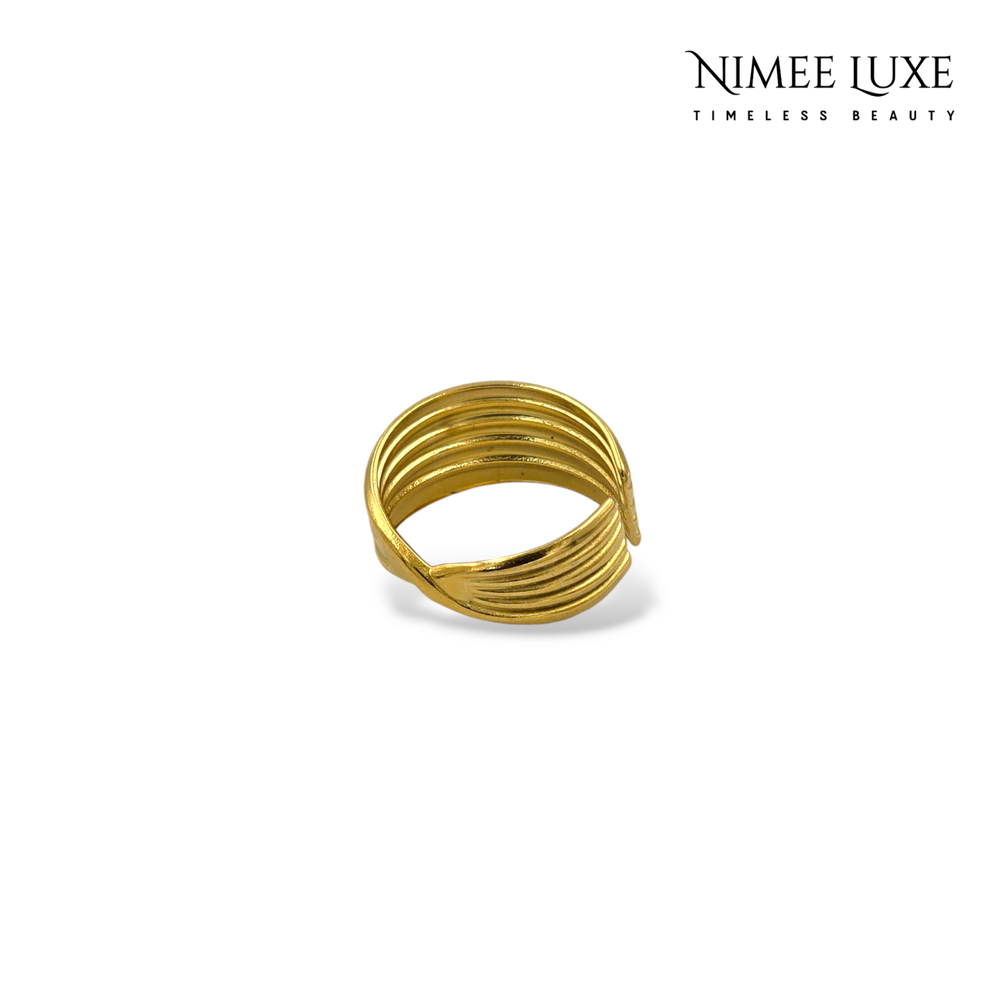 Twisted Band Adjustable Ring Gold Plated AR34