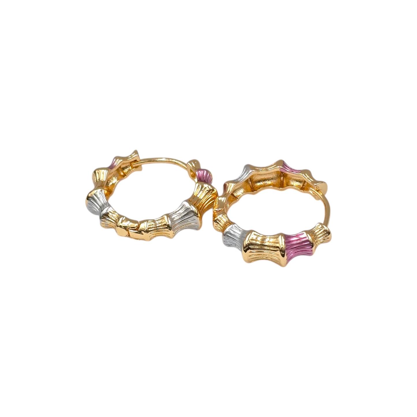 Bamboo Hoops Earrings Gold Plated, Waterproof and Anti-Tarnish