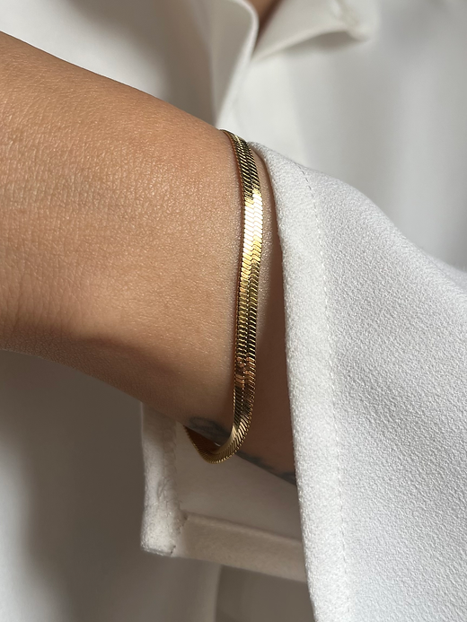 Snake Bracelet Gold Plated, Anti-Tarnish, Waterproof 8.5 inches with Extension & Heart Charm