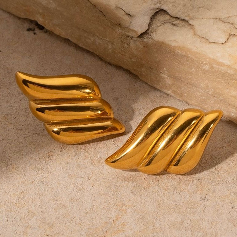 Glide Wings Earrings Gold Plated, Waterproof and Anti-Tarnish