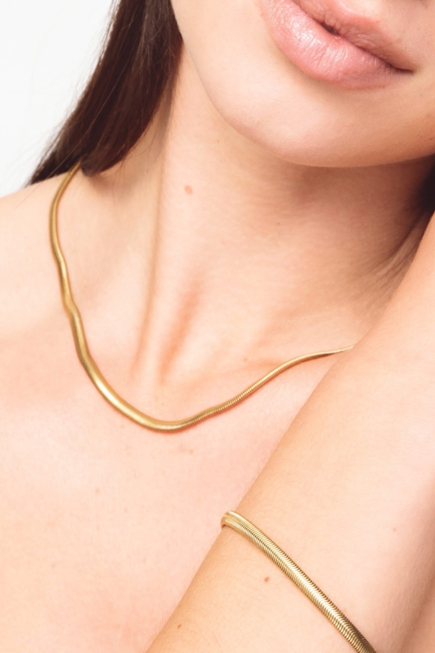 Snake Chain + Bracelet Combo Gold Plated, Waterproof and Anti-Tarnish