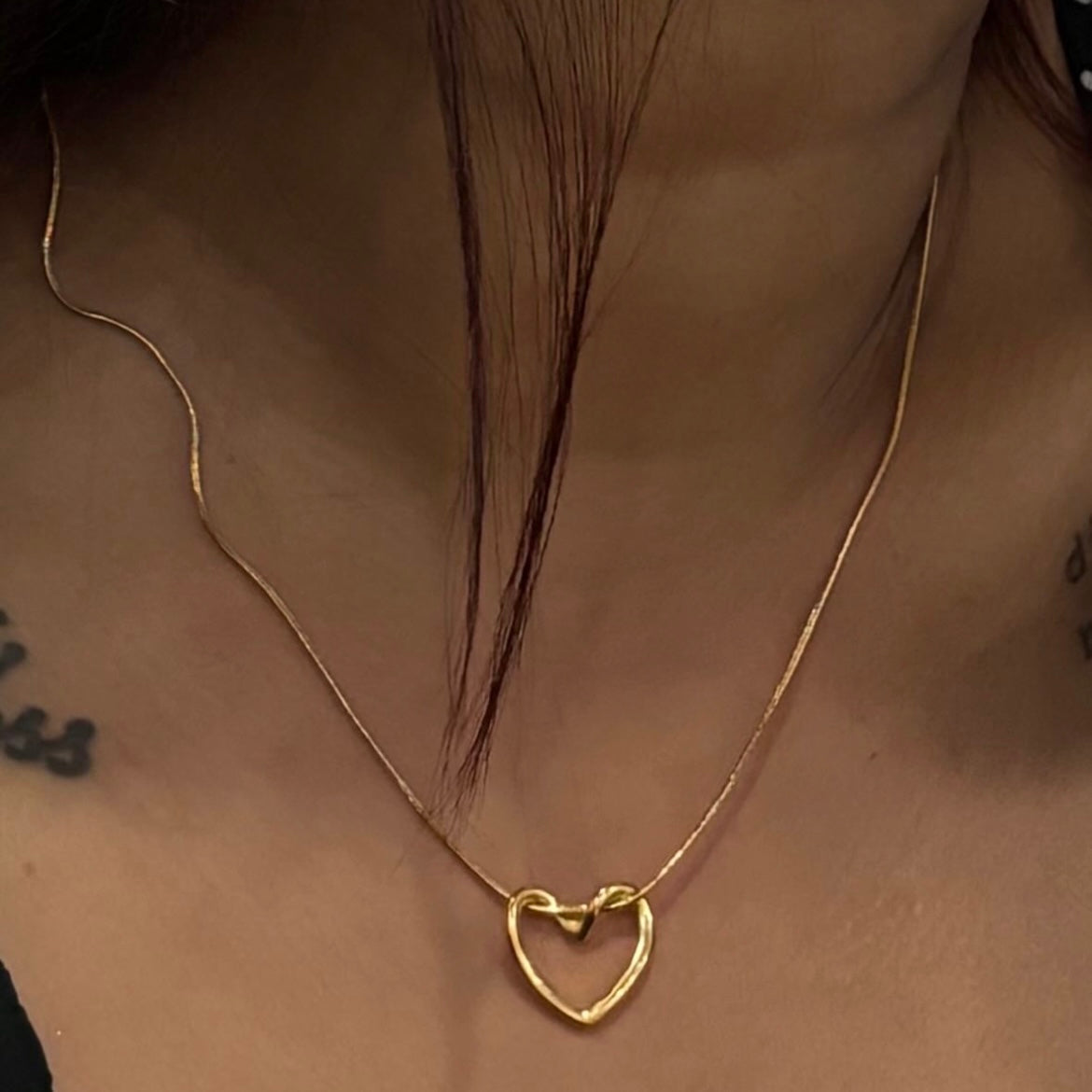 Knot Heart Chain Pendant Necklace Gold Plated, Waterproof and Anti-Tarnish