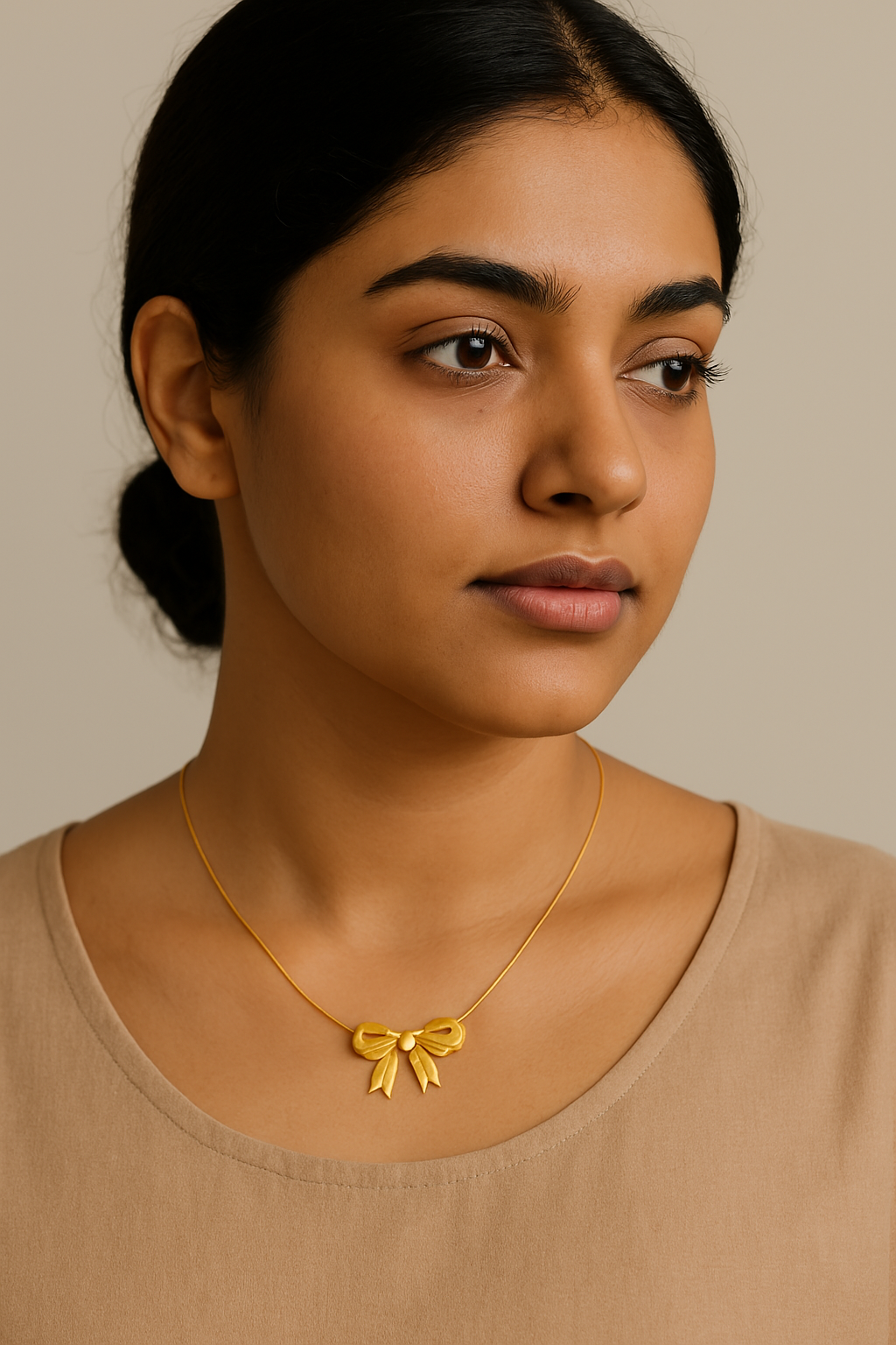 Bow Vintage Chain Necklace Gold Plated, Waterproof and Anti-Tarnish