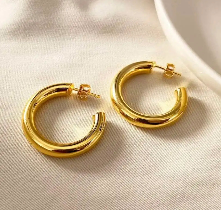 Semi Hoops Gold Earrings Gold Plated, Waterproof and Anti-Tarnish