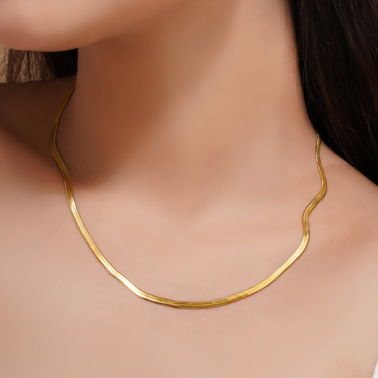 Snake Chain + Heart Vintage Chain Necklace Gold Plated Combo
