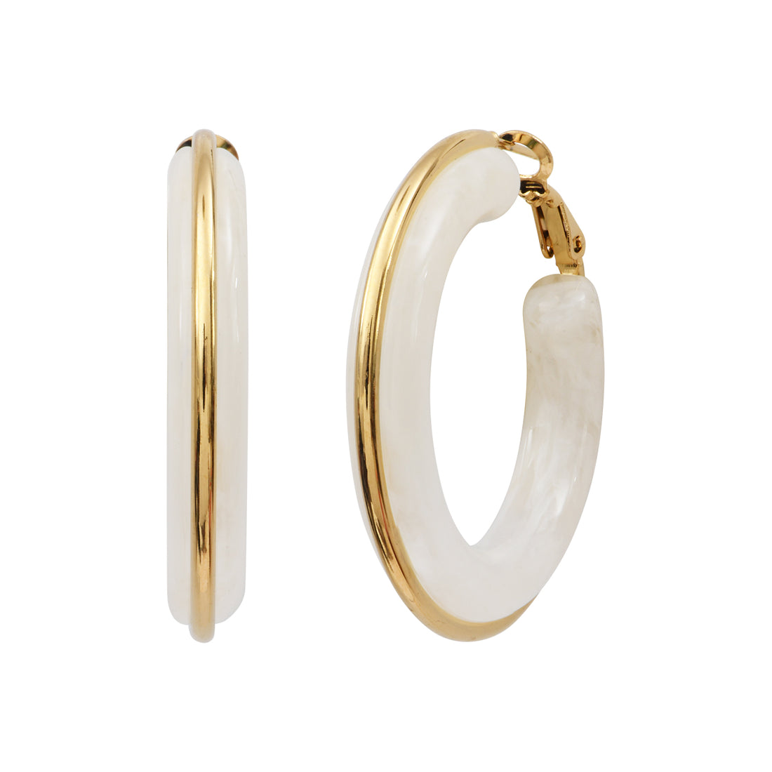 White Smokey Hoops Earrings Gold Plated, Waterproof and Anti-Tarnish