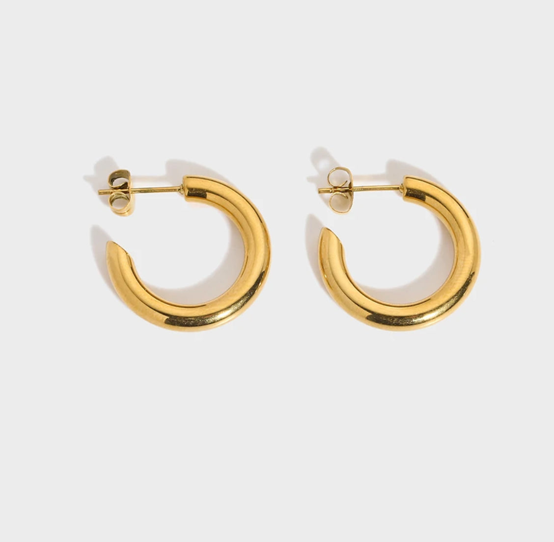 Semi Hoops Gold Earrings Gold Plated, Waterproof and Anti-Tarnish