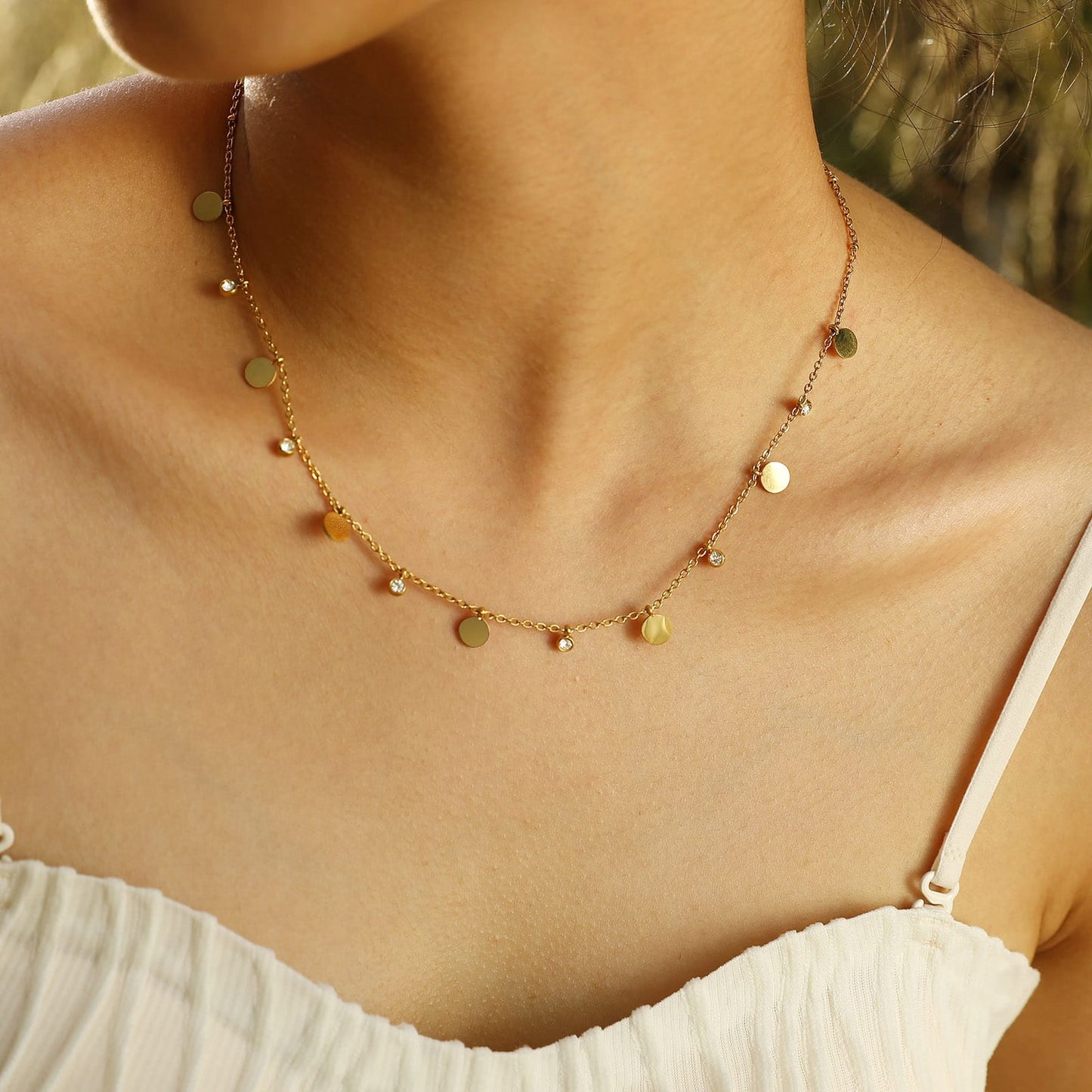 Columbia Diamond Charm Necklace 18k Gold Plated, Waterproof and Anti-Tarnish