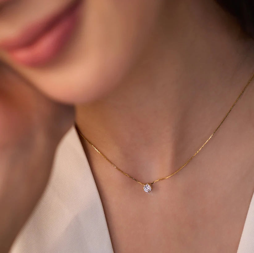 Diamond Necklace + 2 x Pair of Diamond Hoops Combo