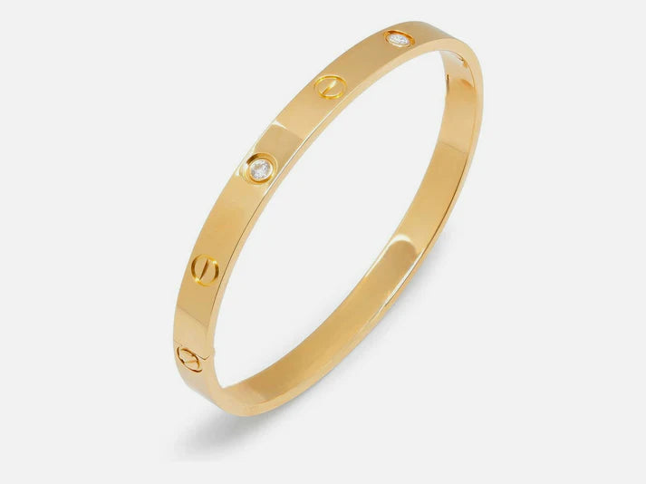 Blue Rose Enamel Necklace Gold Plated + Tri Petal Earrings Gold Plated + Cartier Inspired Love Bracelet Kada 18K Gold Plated