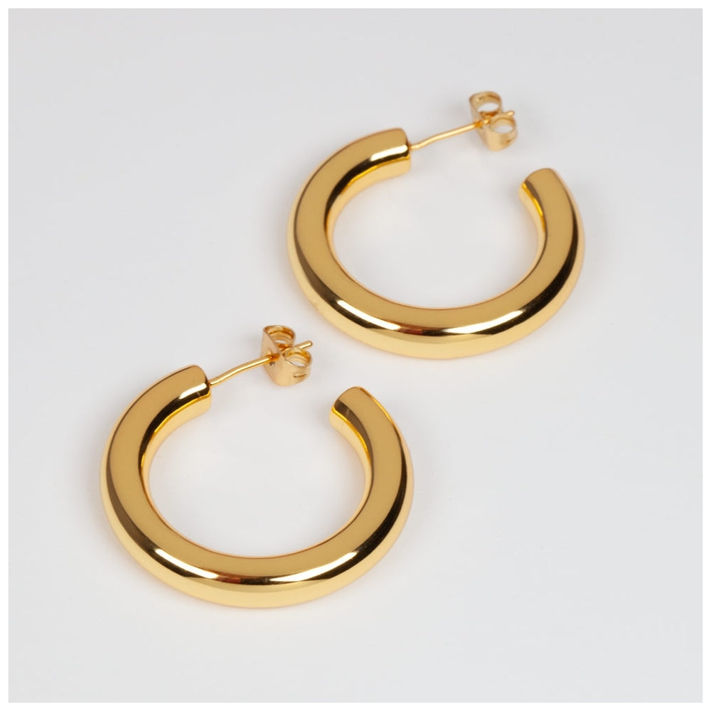 Semi Hoops Gold Earrings Gold Plated, Waterproof and Anti-Tarnish