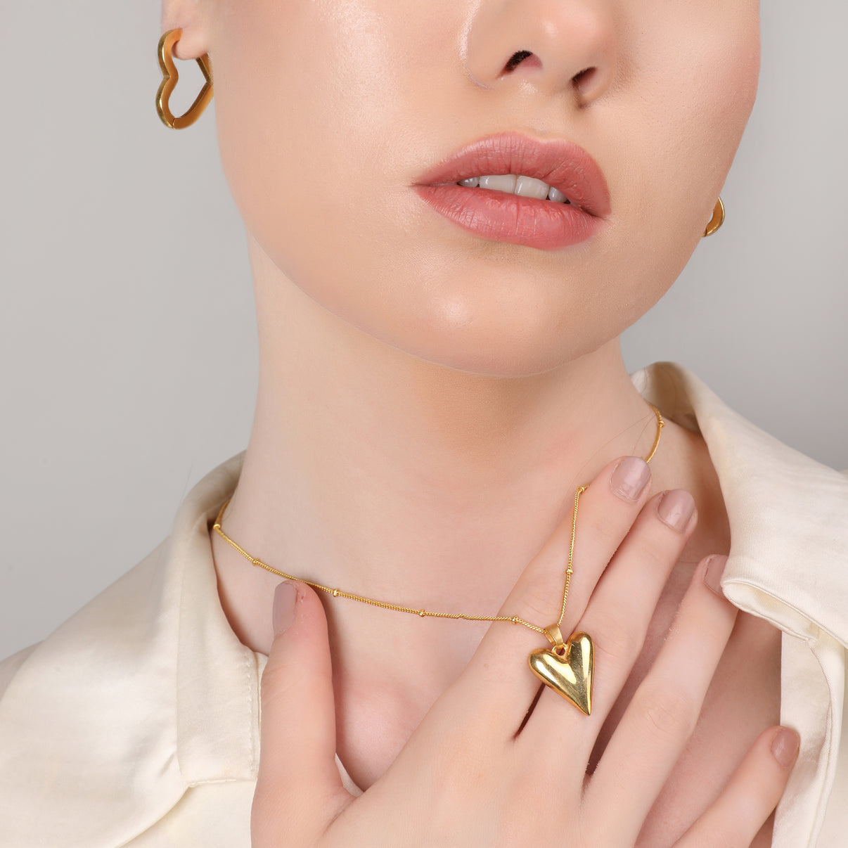 Snake Chain + Heart Vintage Chain Necklace Gold Plated Combo