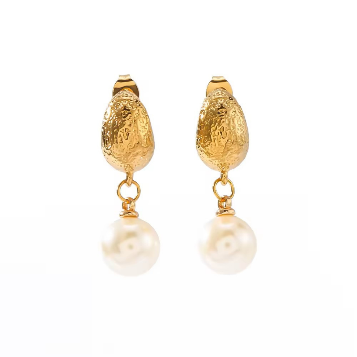 Pearl Dangling Earrings Gold Plated, Waterproof and Anti-Tarnish