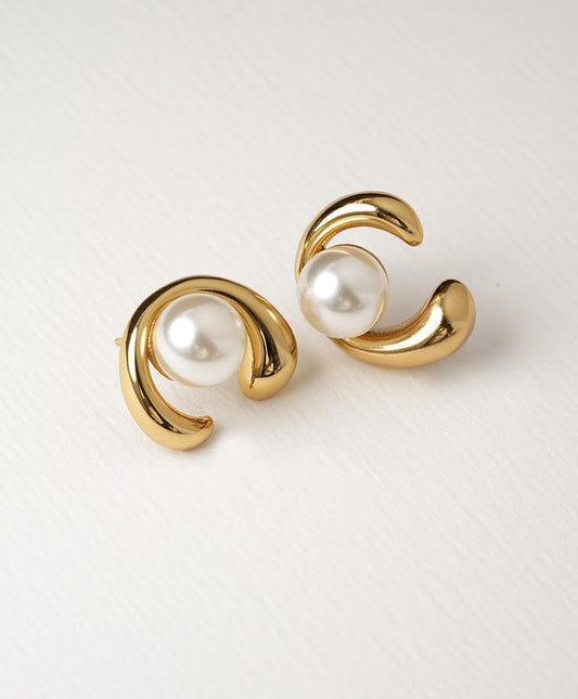 Bliss Pearl Earrings Gold Plated, Waterproof and Anti-Tarnish