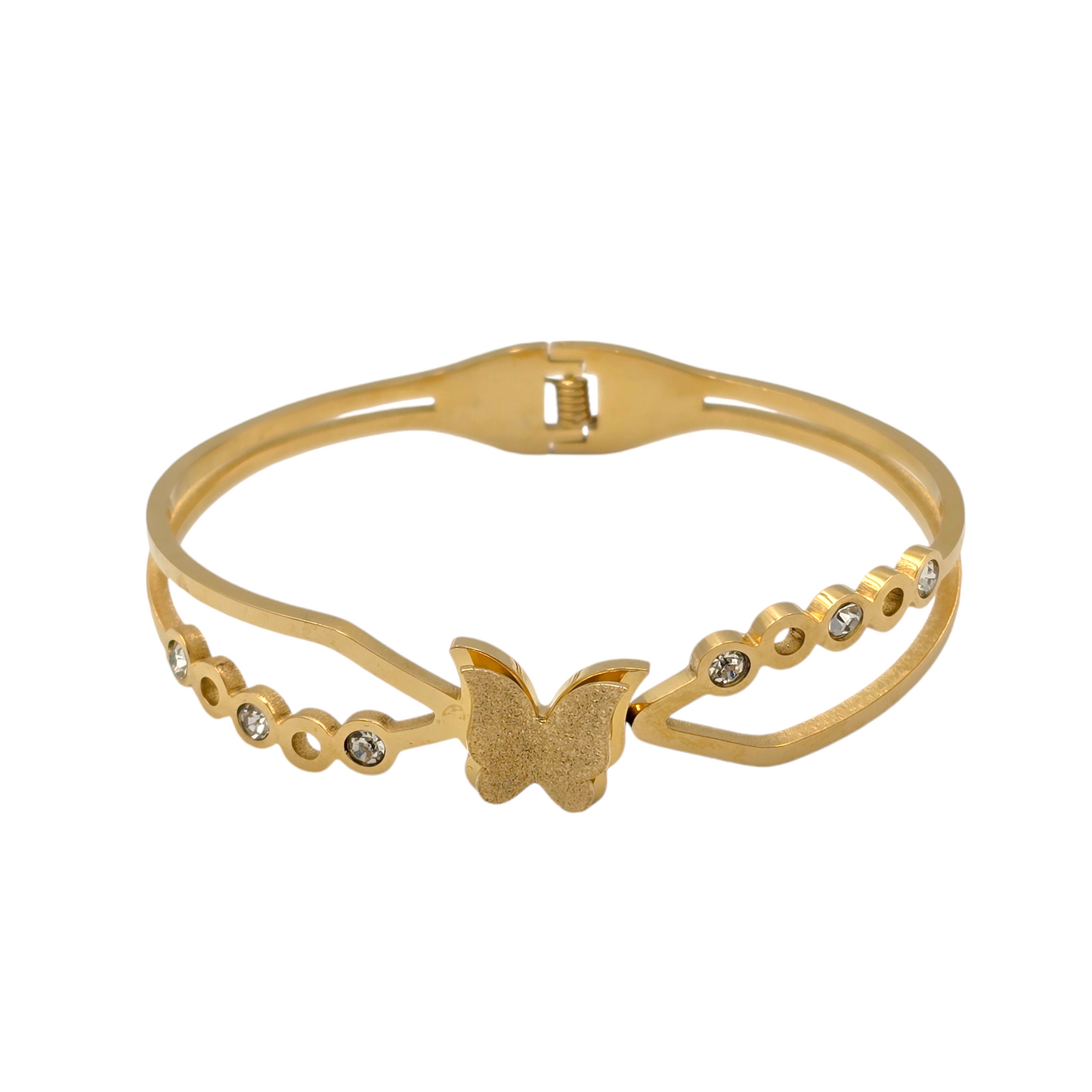 Butterfly Diamond Kada 18K Gold Plated, Waterproof and Anti-Tarnish Fits 2.2 to 2.6 size