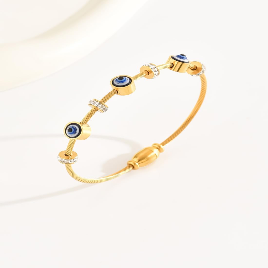 Evil Eye Cuff Bangle Bracelet Kada Gold NLK144G Gold Plated, Waterproof and Anti-Tarnish
