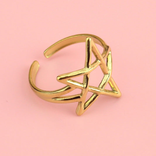 Star Adjustable Ring Gold Plated AR51