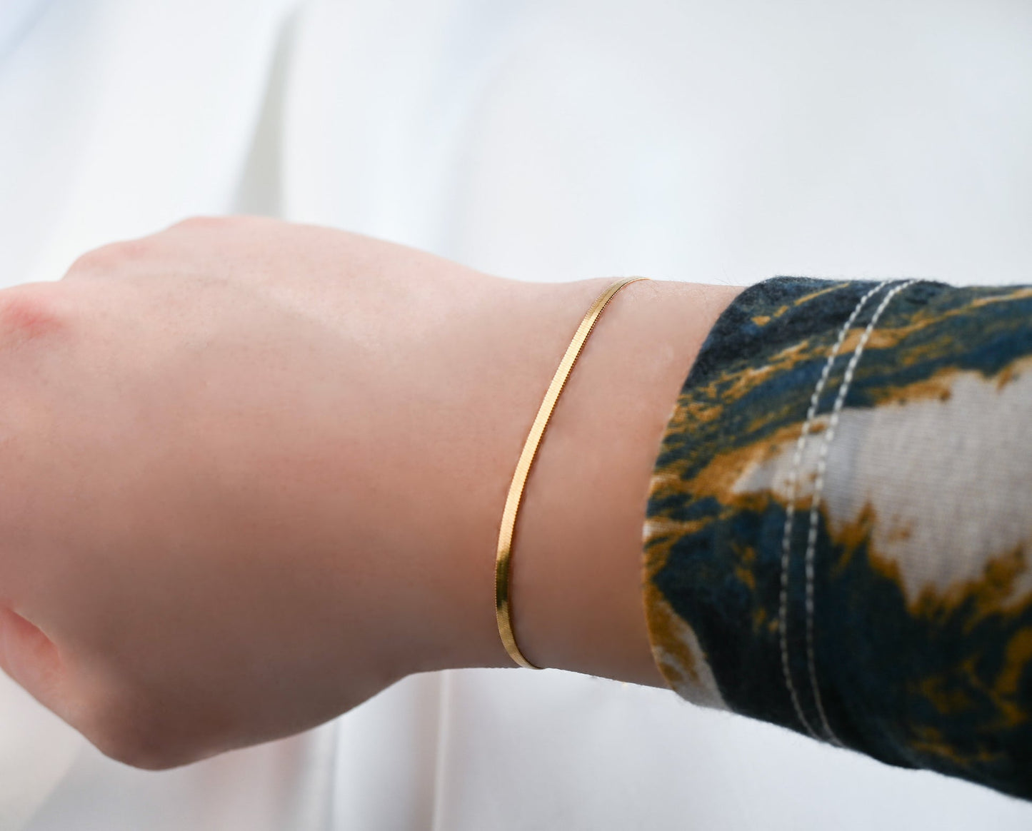 Snake Bracelet Gold Plated, Anti-Tarnish, Waterproof 8.5 inches with Extension & Heart Charm