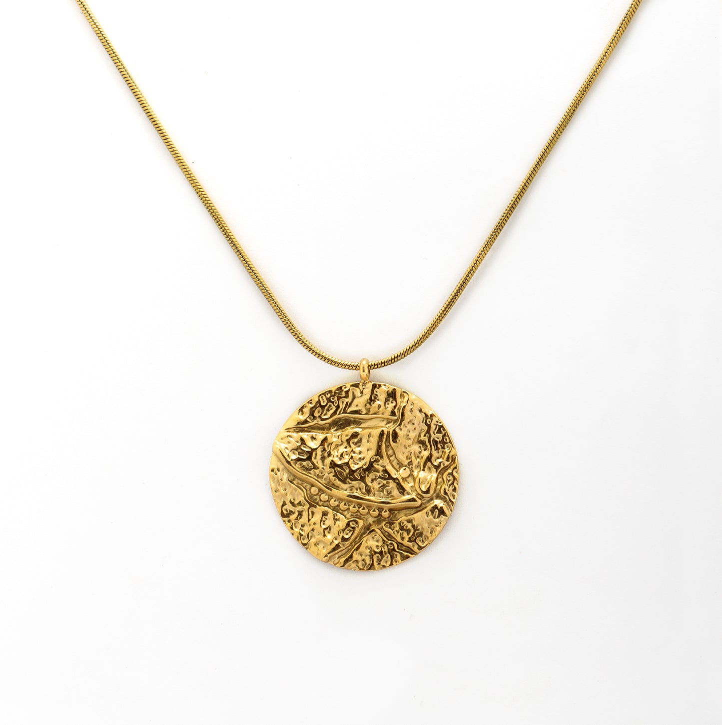 Hammered Imparied Chain Necklace Gold Plated, Waterproof and Anti-Tarnish