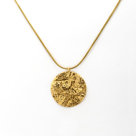 Hammered Imparied Chain Necklace Gold Plated, Waterproof and Anti-Tarnish