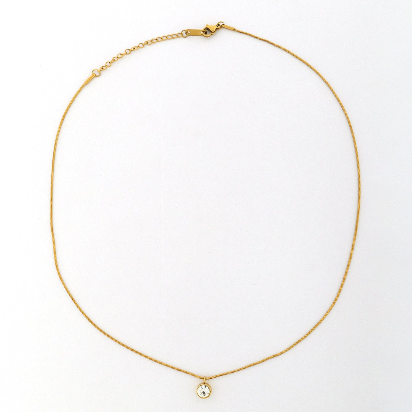 Solitaire Diamond Chain Necklace Gold Plated, Waterproof and Anti-Tarnish