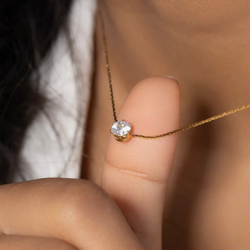 Diamond Necklace + 2 x Pair of Diamond Hoops Combo