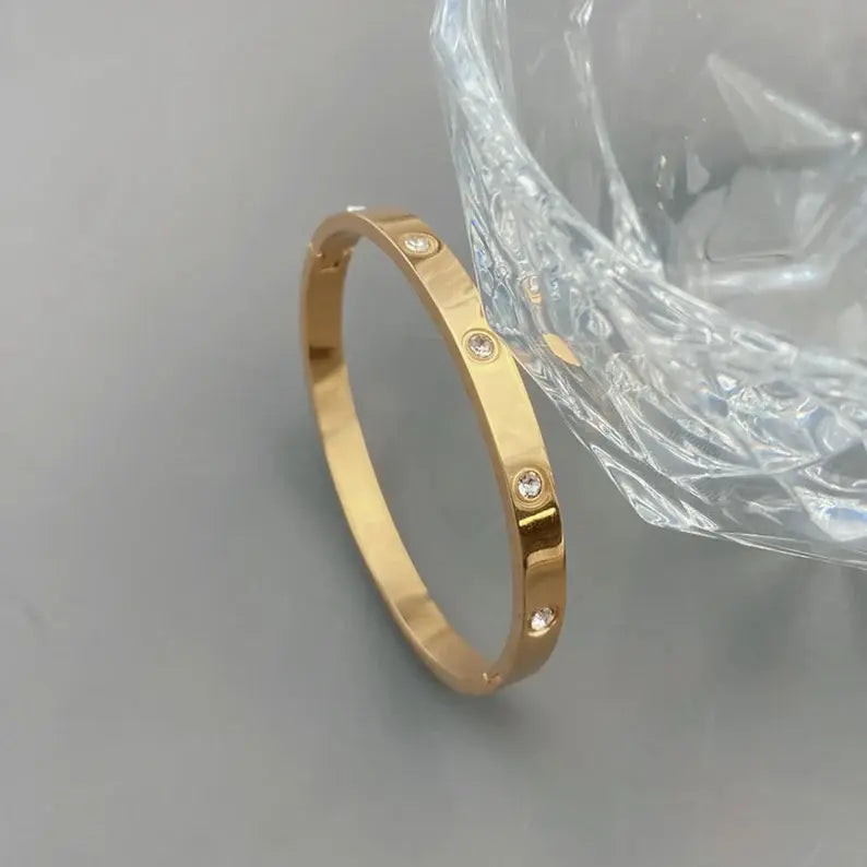 Cartier Inspired Love Bracelet Kada 18K Gold Plated, Waterproof and Anti-Tarnish 6cm diameter