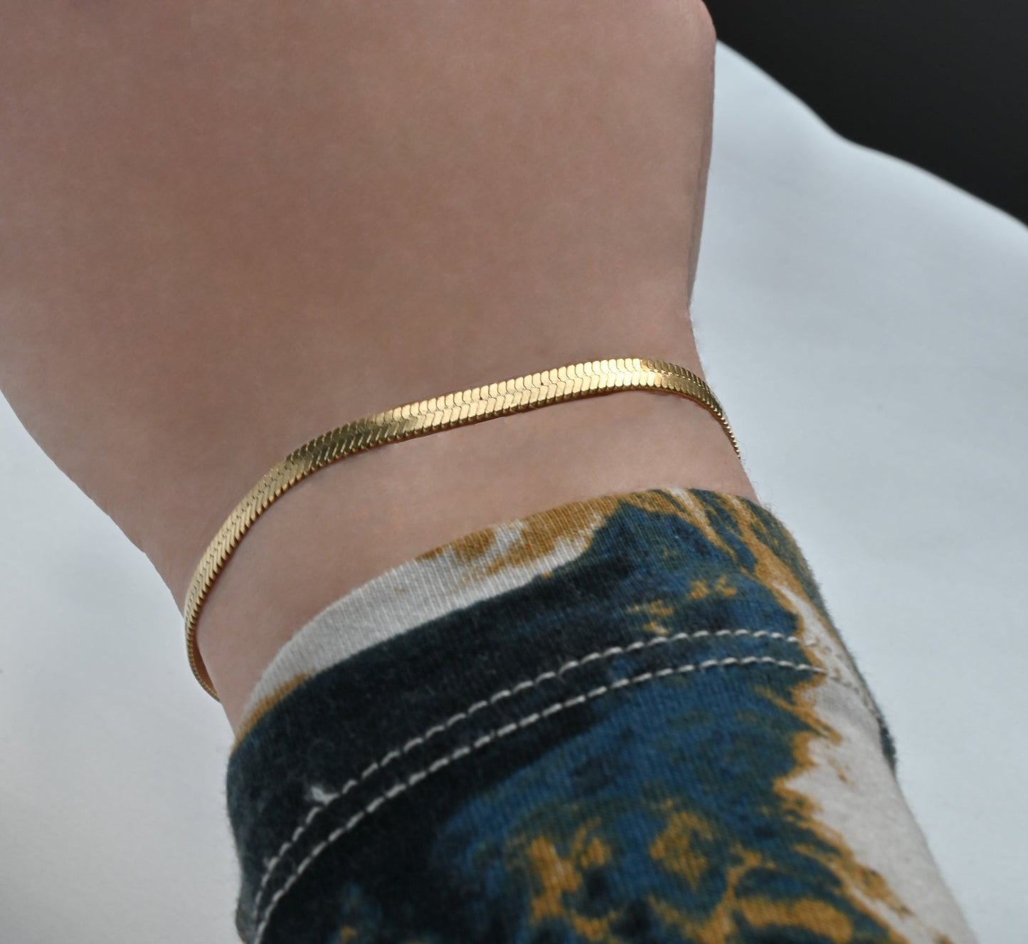 Snake Bracelet Gold Plated, Anti-Tarnish, Waterproof 8.5 inches with Extension & Heart Charm