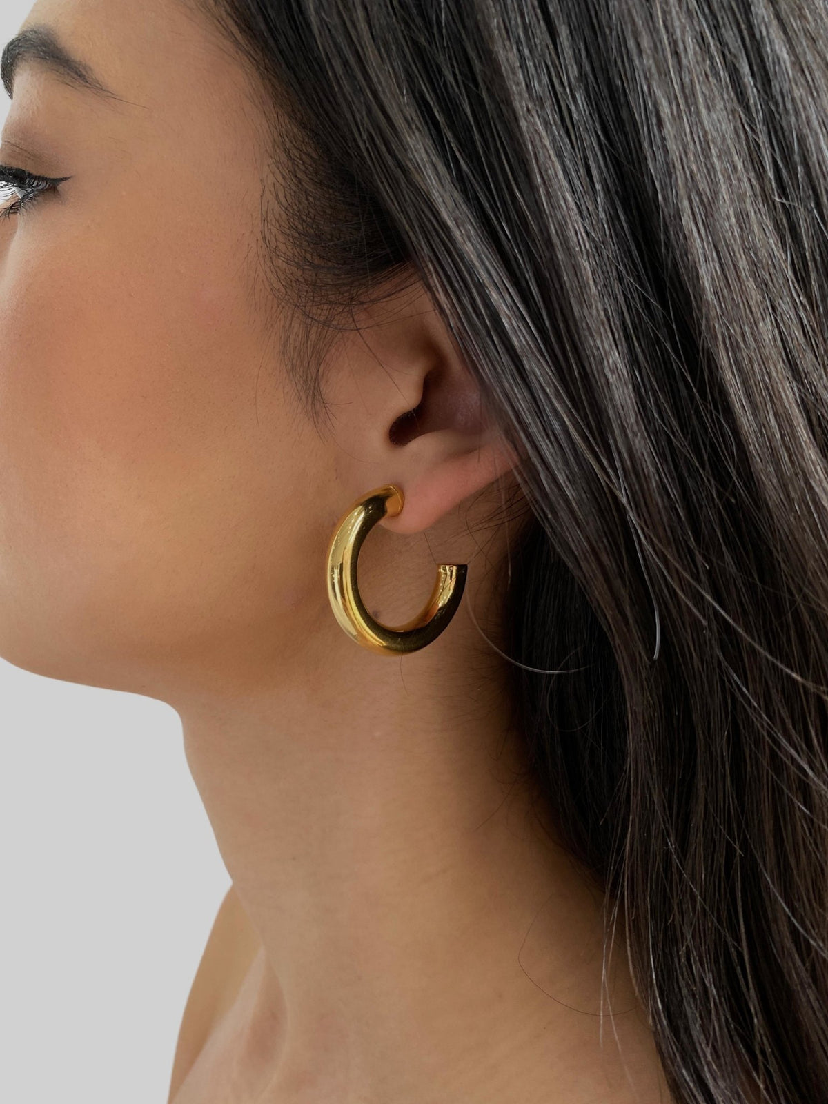 Semi Hoops Gold Earrings Gold Plated, Waterproof and Anti-Tarnish