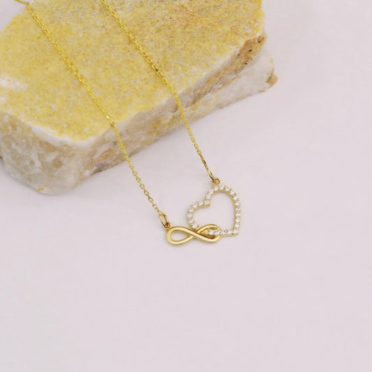 Infinity Heart Diamond Swaroski Inspired Necklace Gold Plated, Waterproof and Anti-Tarnish
