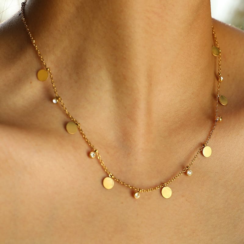Columbia Diamond Charm Necklace 18k Gold Plated, Waterproof and Anti-Tarnish