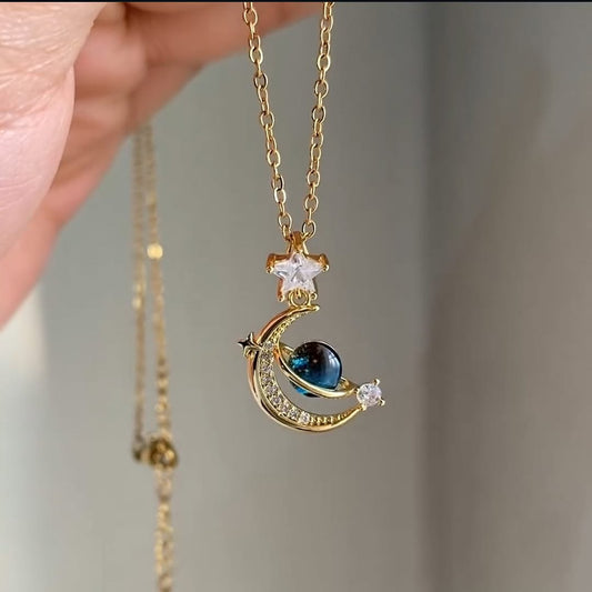 Eclipse Diamond Necklace  Gold Plated, Waterproof and Anti-Tarnish