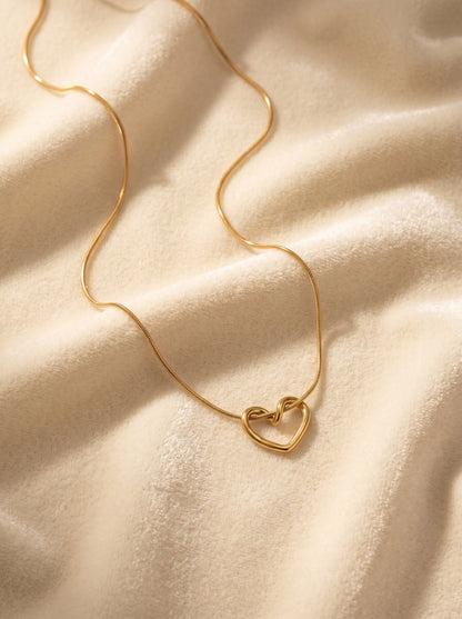 Knot Heart Chain Pendant Necklace Gold Plated, Waterproof and Anti-Tarnish