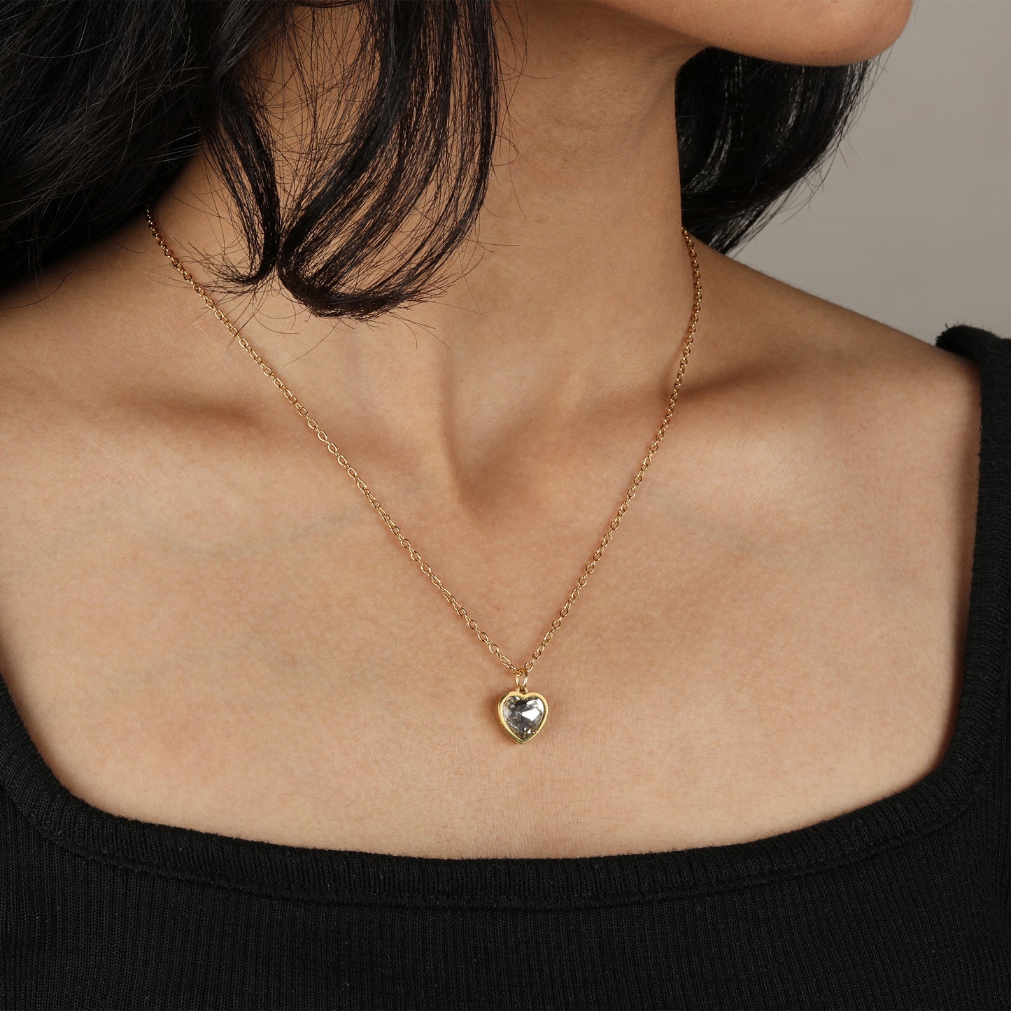 Clear Heart Diamond Cut Necklace