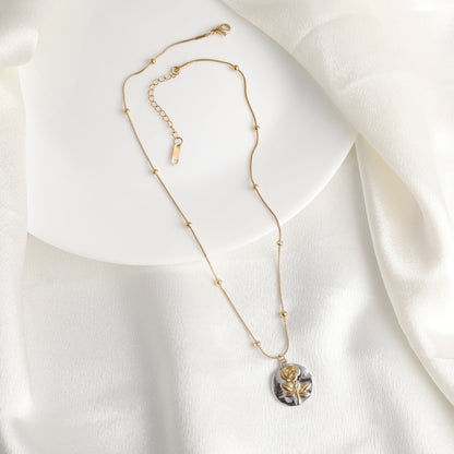 Two Tone Rose Necklace