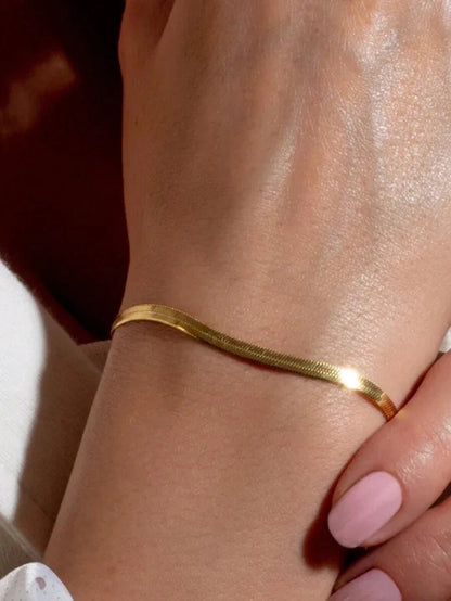 Flat Snake Chain Necklace & Bracelet Combo