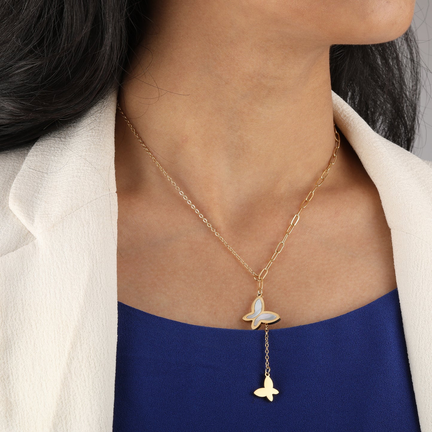 Twin Butterfly Charm Necklace
