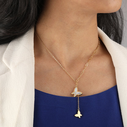 Twin Butterfly Charm Necklace