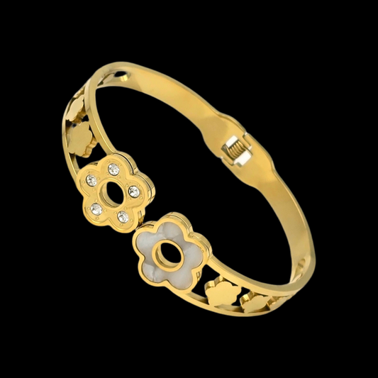 Cuff Bangle Bracelet Kada Gold NLK158G Gold Plated, Waterproof and Anti-Tarnish