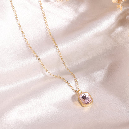 Pink Octagon Emerald Necklace