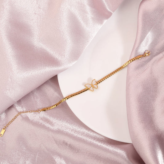 Flutter Pearl Gold Bracelet + Butterfly Earrings Gold Plated + Luna Whisper Butterfly Pendant Necklace