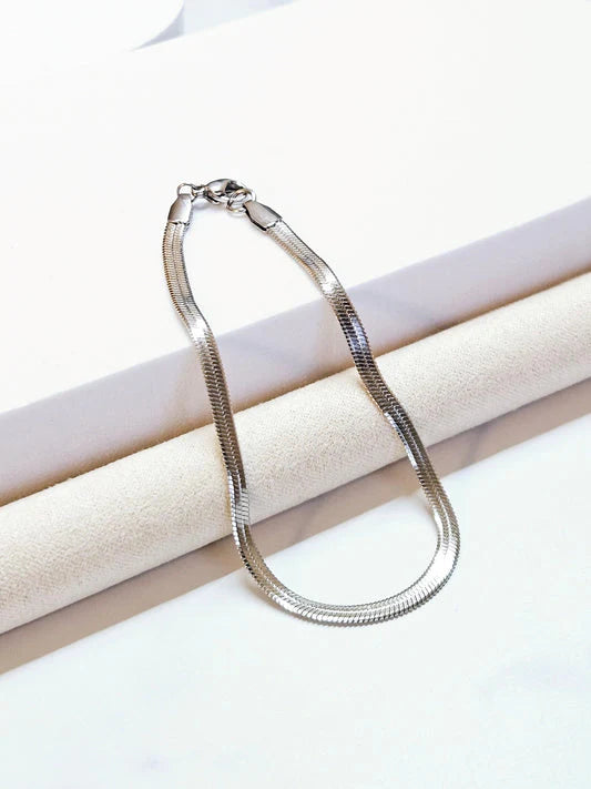 Silver Snake Chain Necklace & Bracelet Combo