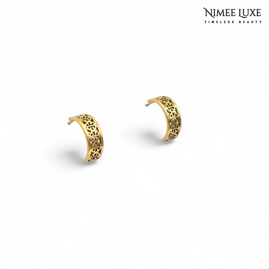 Elegant Dangling Gold Hoops Earrings NLE114G Gold Plated, Waterproof and Anti-Tarnish