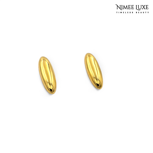 Oval Drop Gold Earrings NLE142G Gold Plated, Waterproof and Anti-Tarnish