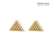 Pyramid Gold Studs Earrings NLE134G Gold Plated, Waterproof and Anti-Tarnish