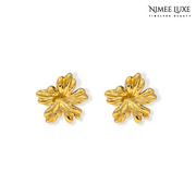 Flower Gold Earrings NLE127G Gold Plated, Waterproof and Anti-Tarnish