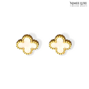 Flower White Gold Studs Earrings NLE133G Gold Plated, Waterproof and Anti-Tarnish