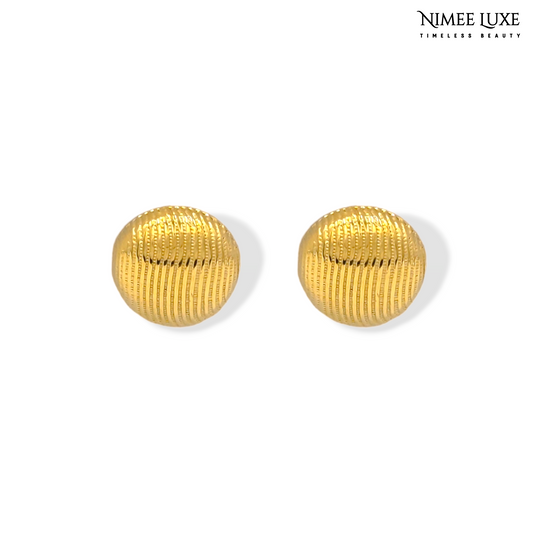 Round Shell Gold Earrings NLE143G Gold Plated, Waterproof and Anti-Tarnish