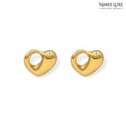 Hollow Heart Gold Earrings NLE129G Gold Plated, Waterproof and Anti-Tarnish